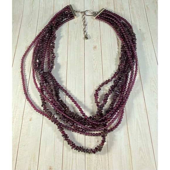 Jay King DTR Necklace 925 Garnet Multi Strand Beaded Signed - Picture 3 of 7